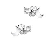 Crescent Moon Shaped Silver Ear Stud STS-5305